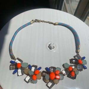 J. Crew Orange and Blue Fun Neon Statement Necklace